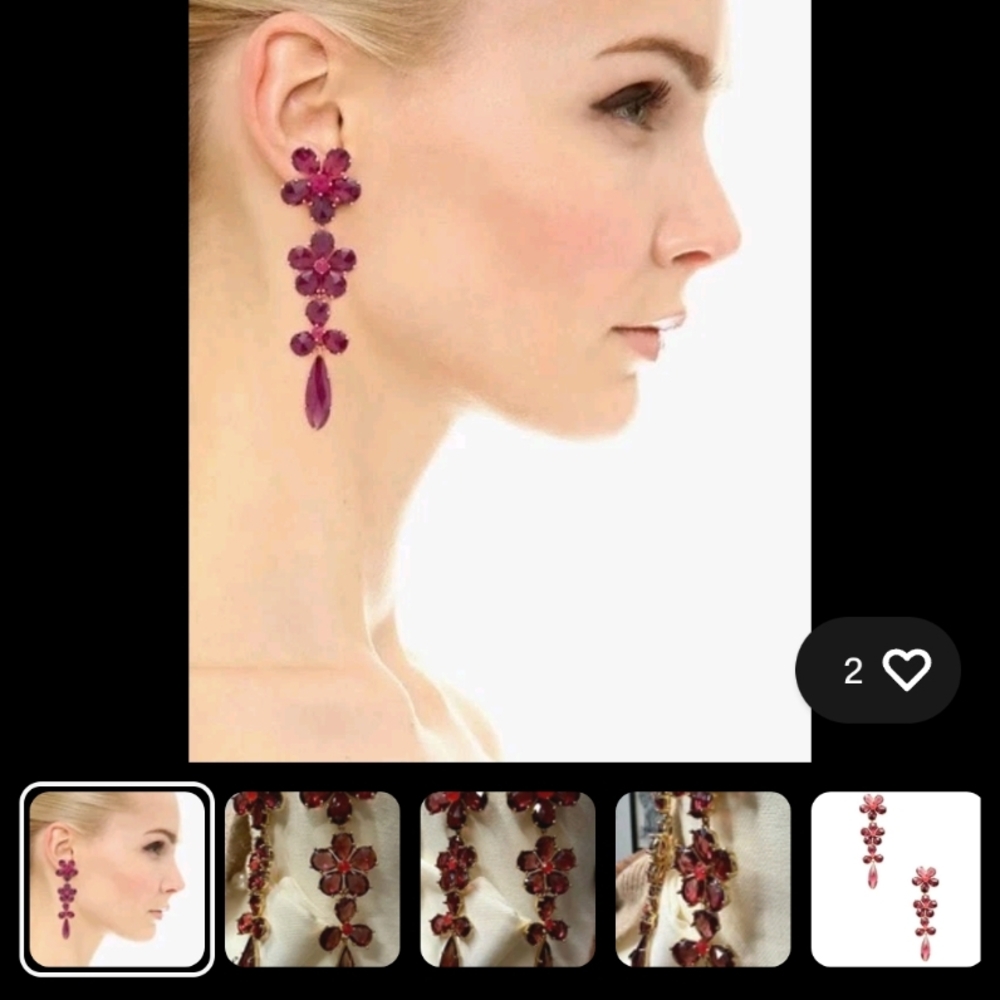 Kate Spade Pink Dark Pink Or Burgundy Floral Drop Earrings